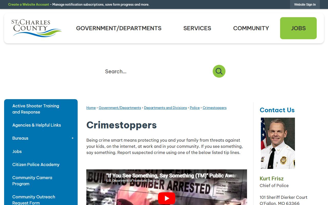St. Charles County arrest records Crime Stoppers tip channels