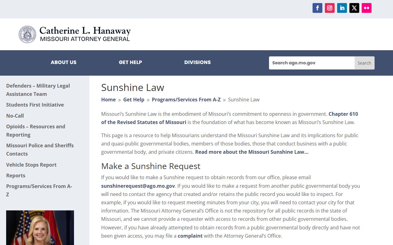 St. Charles County court records Missouri Attorney General Sunshine Law source