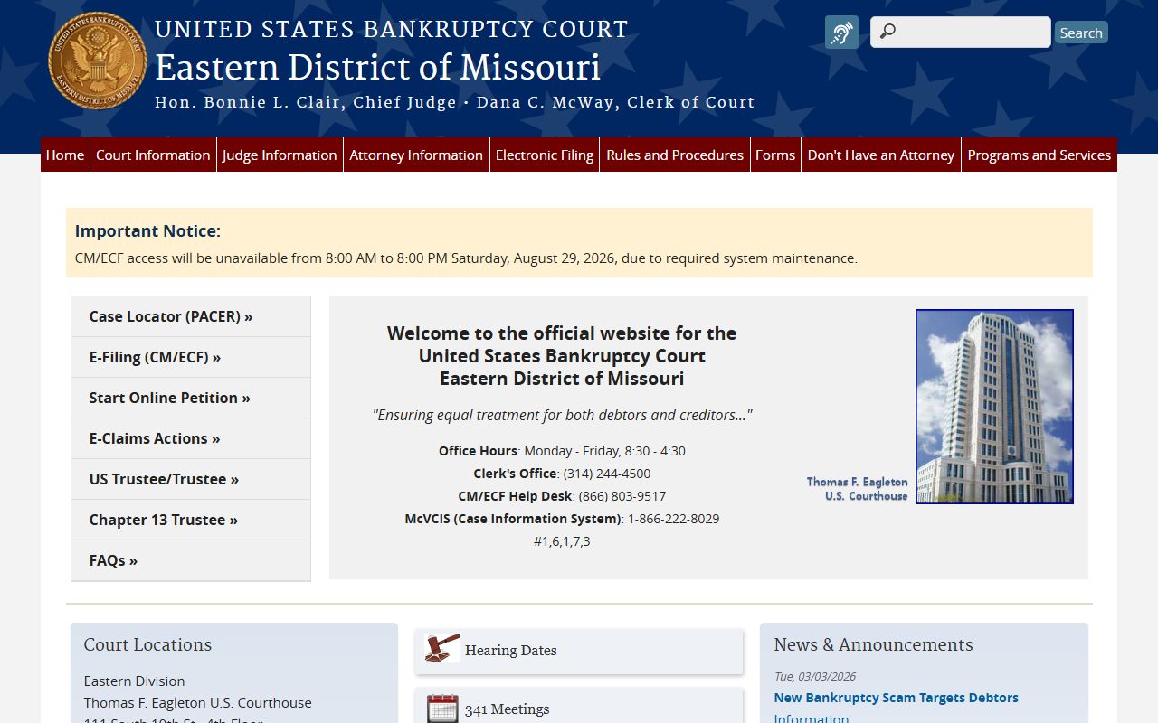 St. Charles County court records Eastern District bankruptcy court