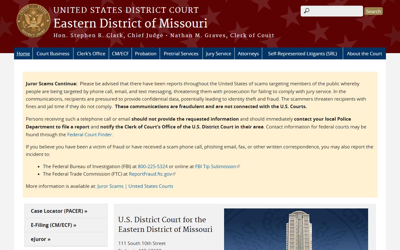 St. Charles County court records Eastern District of Missouri federal court