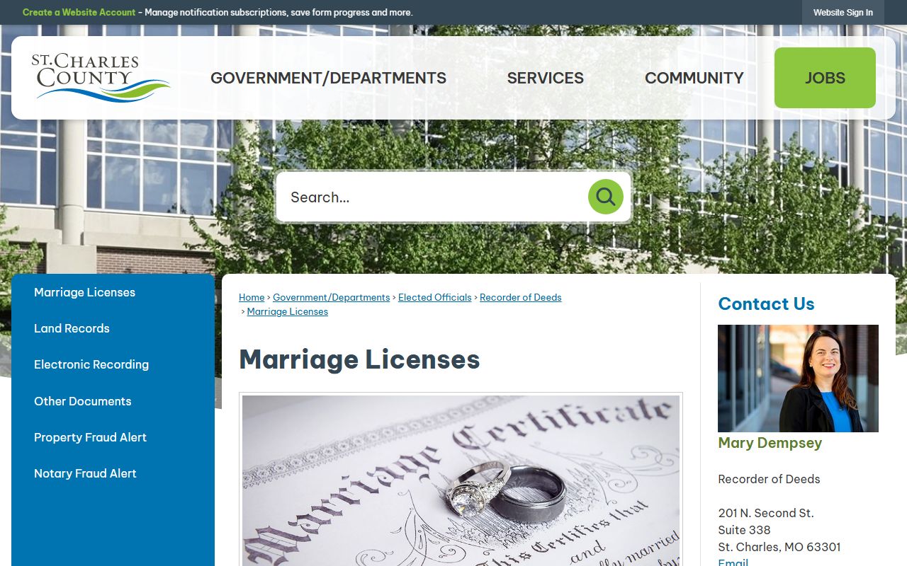 St. Charles County marriage and divorce records marriage license instructions