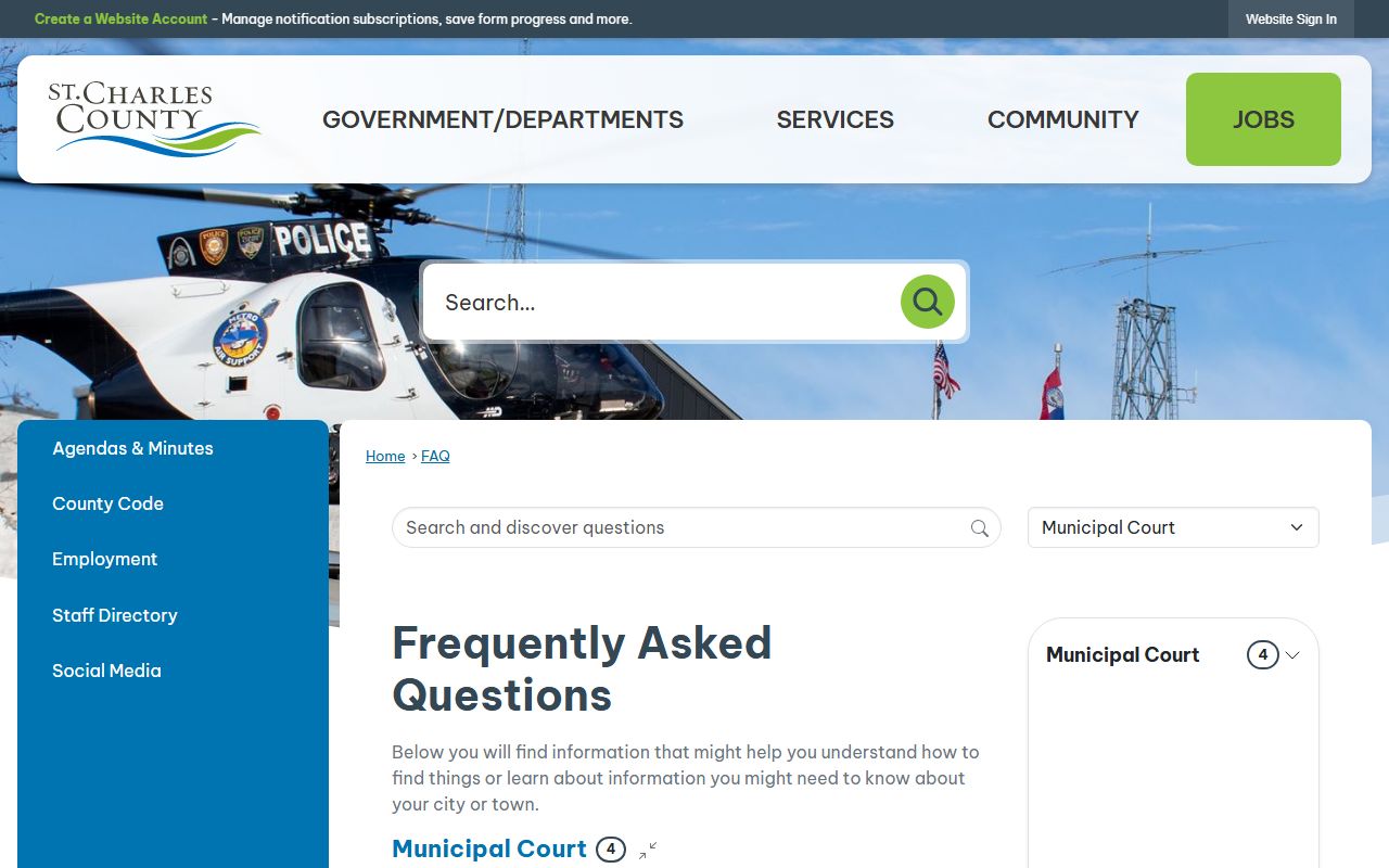 St. Charles County traffic court records municipal court FAQ