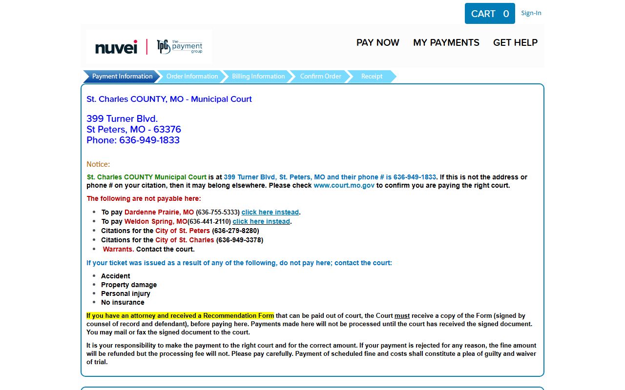 St. Charles County traffic court records TrafficPayment citation lookup